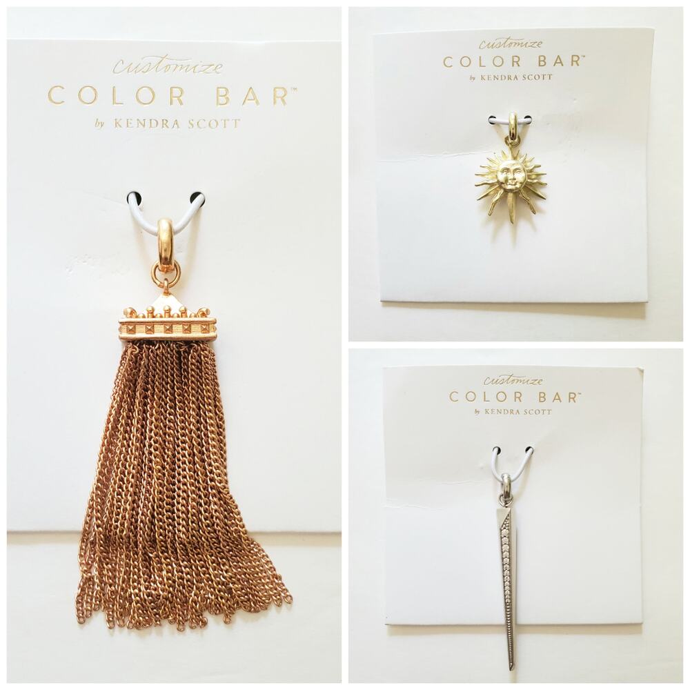 NEW Kendra Scott Sun Tassel Spike Charm Necklace Rose Vtg Gold Silver Mix Gift